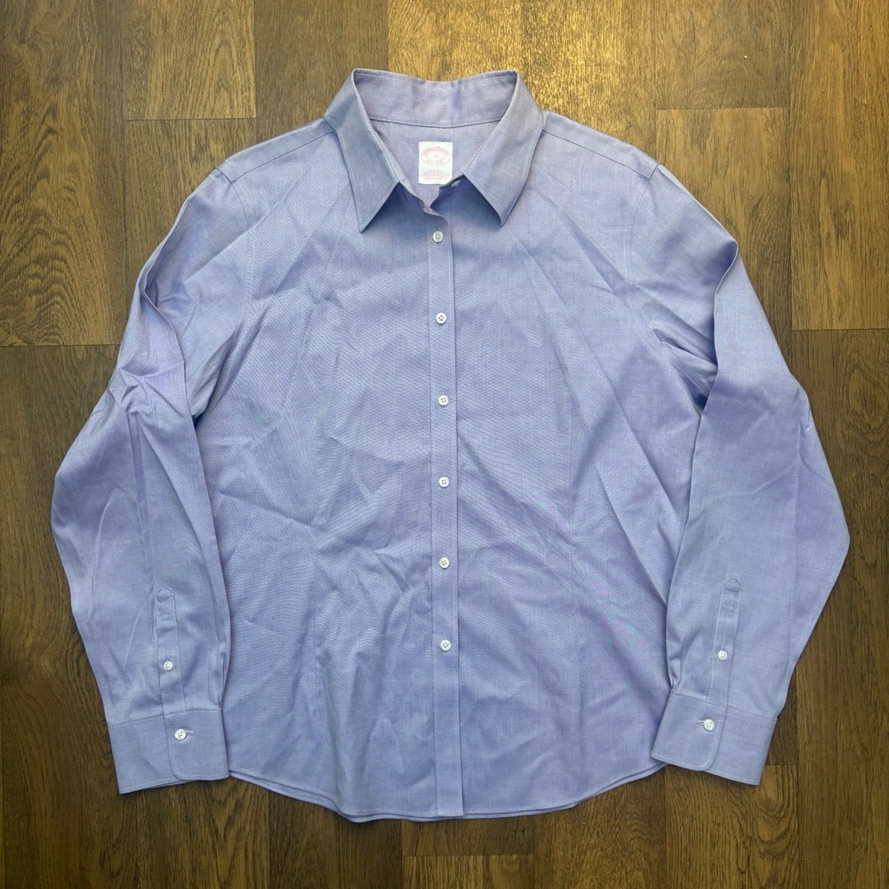 Vintage Brooks Brothers Womens Tailored Fit Cotton Blend Blue Button Down Shirt